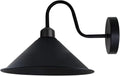 Curved Swan Neck Wall Light Black with Shade