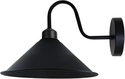 Curved Swan Neck Wall Light Black with Shade