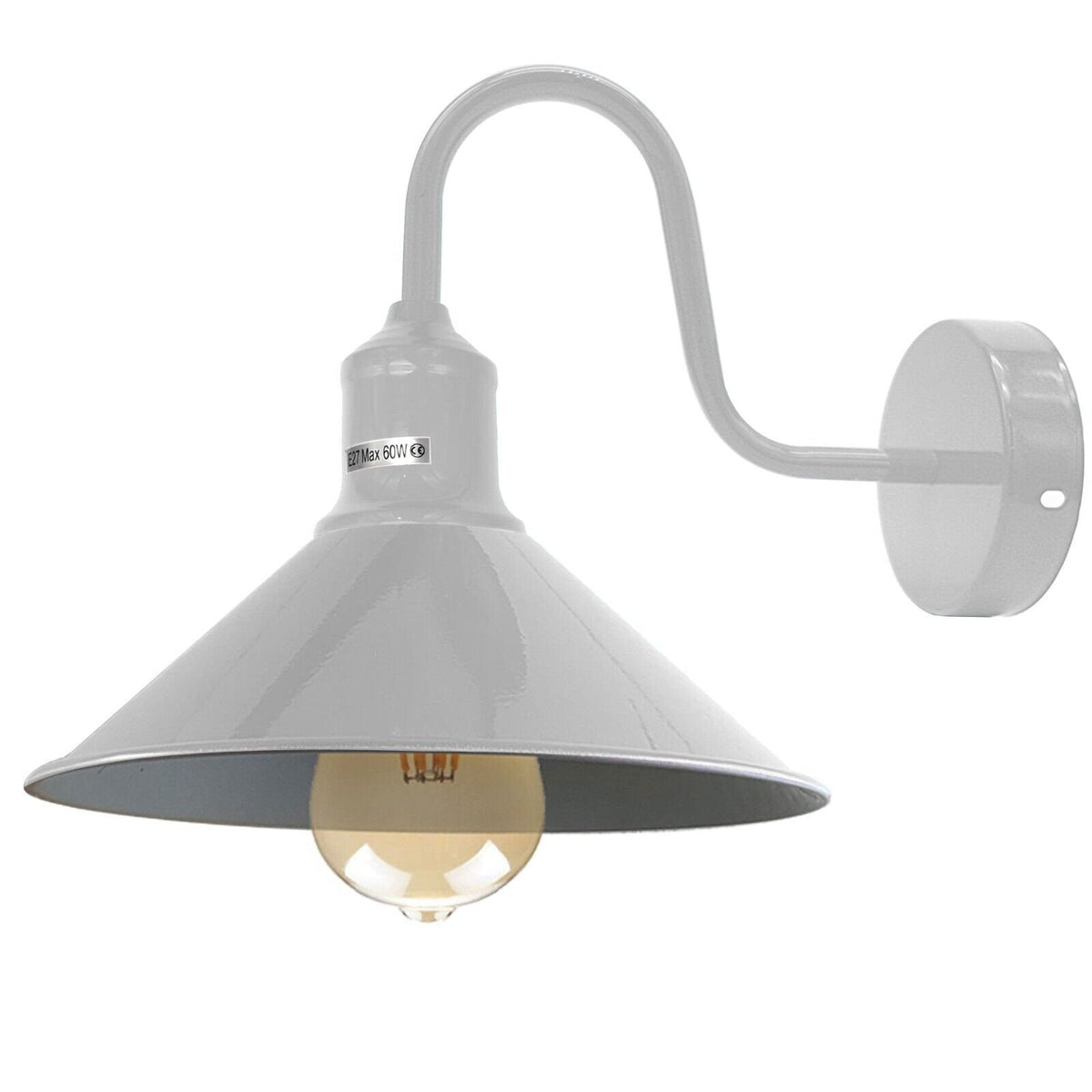 Curved Swan Neck Wall Light with Shade – 9 Colours, E27 - photo 12
