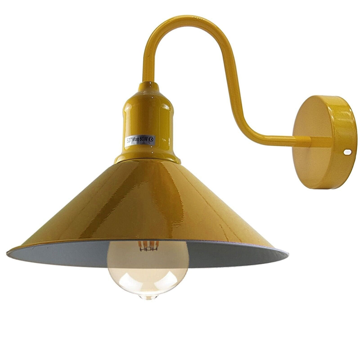 Curved Swan Neck Wall Light with Shade – 9 Colours, E27 - photo 14