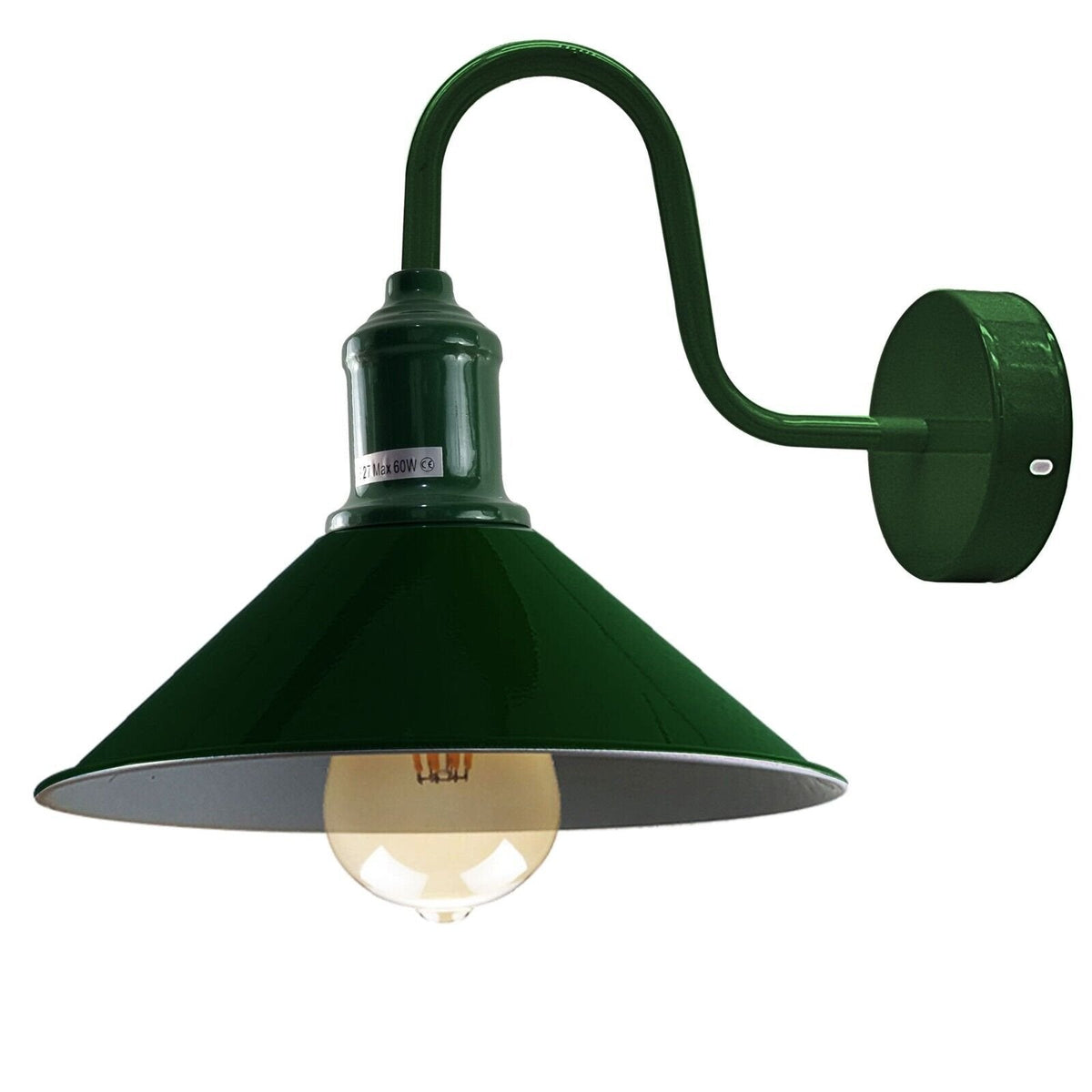 Curved Swan Neck Wall Light with Shade – 9 Colours, E27 - photo 19