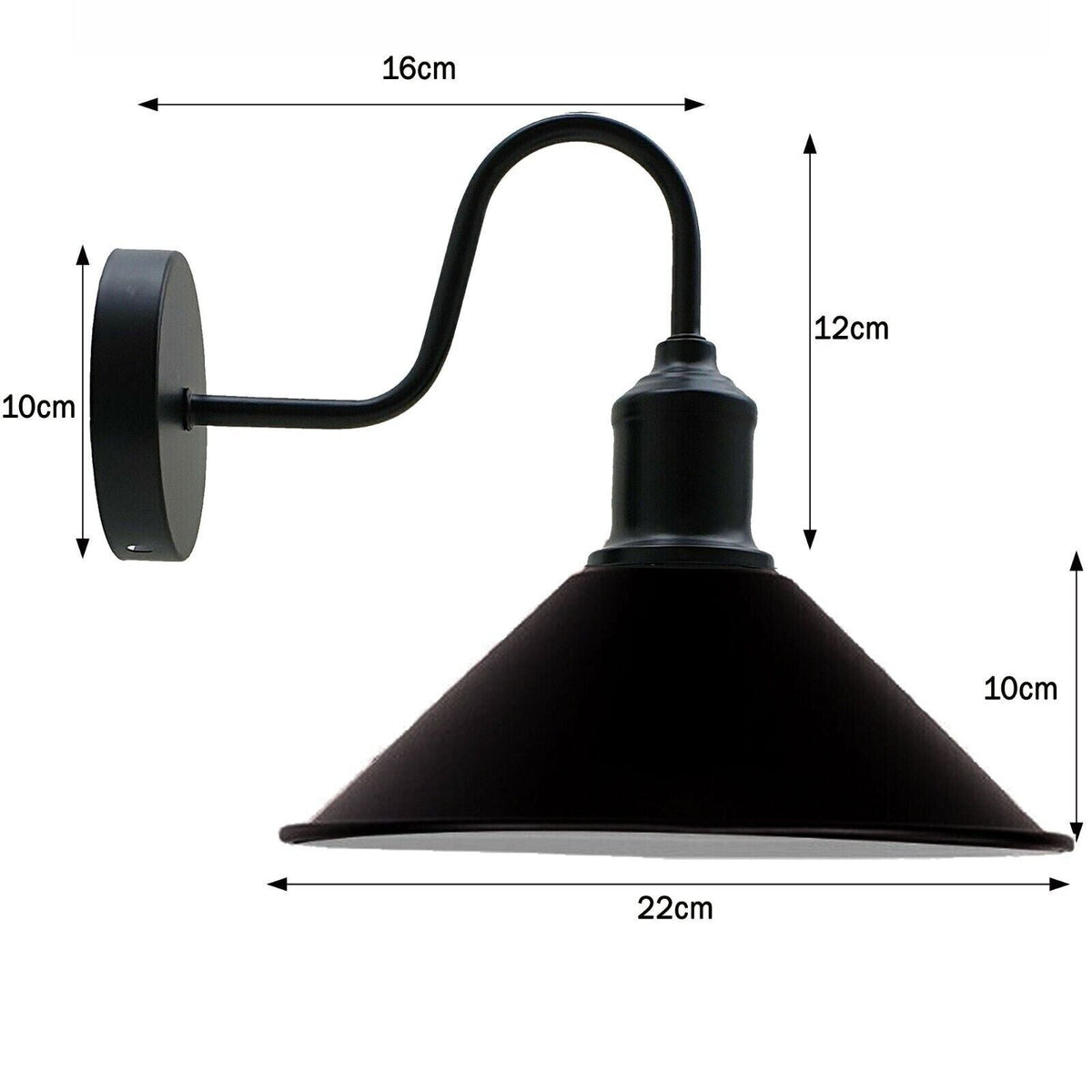 Curved Swan Neck Wall Light with Shade – 9 Colours, E27 - photo 2