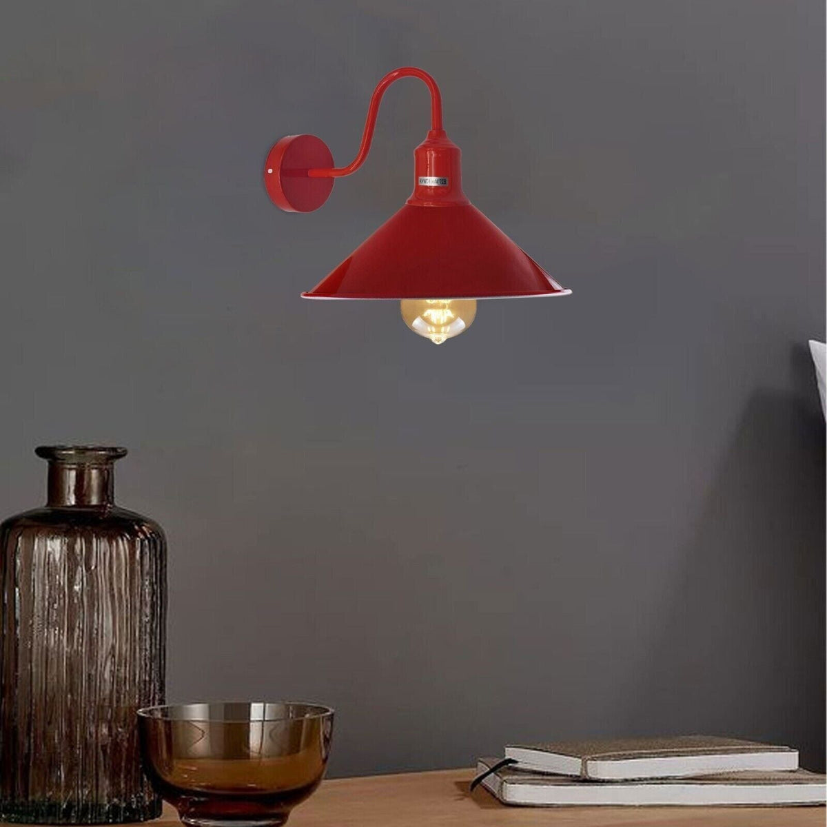 Curved Swan Neck Wall Light with Shade – 9 Colours, E27 - photo 3