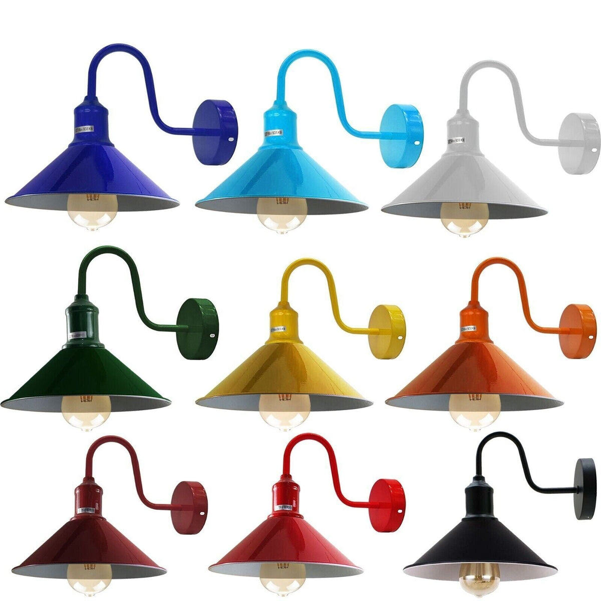 Curved Swan Neck Wall Light with Shade – 9 Colours, E27 - photo 4