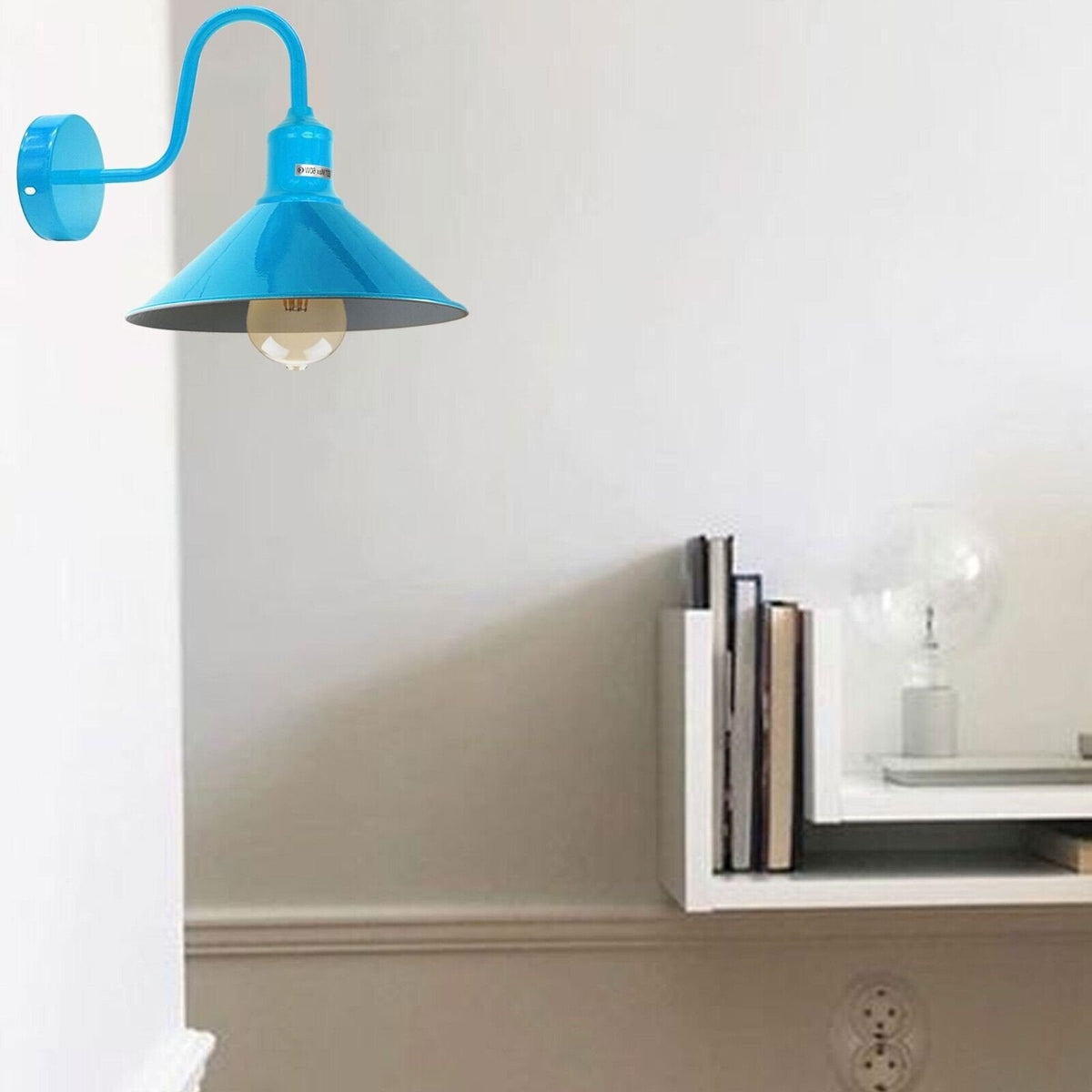 Curved Swan Neck Wall Light with Shade – 9 Colours, E27 - photo 6