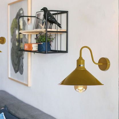Curved Swan Neck Wall Light with Shade – 9 Colours, E27 - photo 8