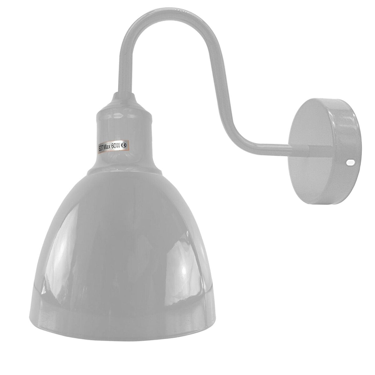 Curved Swan Neck Wall Light with Shade – 9 Colours, E27 - White, Retro 15 cm White, Without Bulb