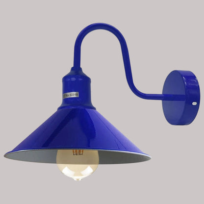 Curved Swan Neck Wall Light with Shade – 9 Colours, E27