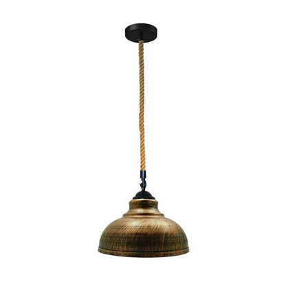 2 m Hemp Rope Pendant Light – Barn, Dome, Curvy or Hemp Shades - Black, Curvy 29 cm Brushed Copper, Without Bulb