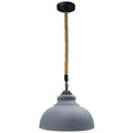 2 m Hemp Rope Pendant Light – Barn, Dome, Curvy or Hemp Shades - Black, Curvy 29 cm Grey, Without Bulb