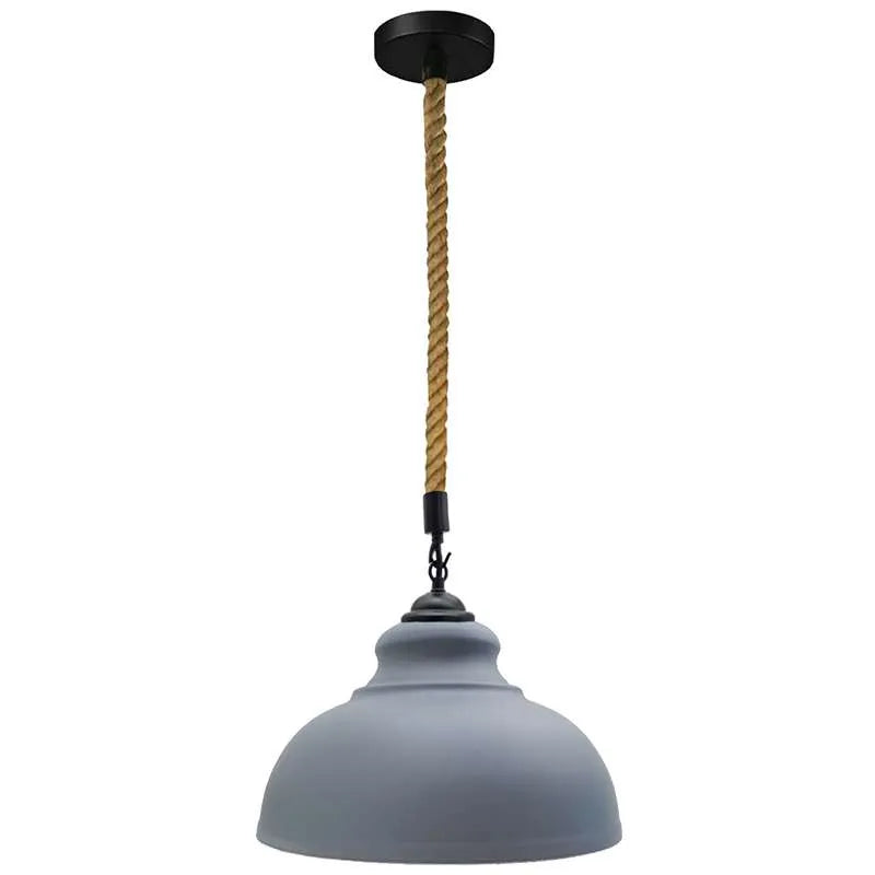 2 m Hemp Rope Pendant Light – Barn, Dome, Curvy or Hemp Shades - Black, Curvy 29 cm Grey, Without Bulb