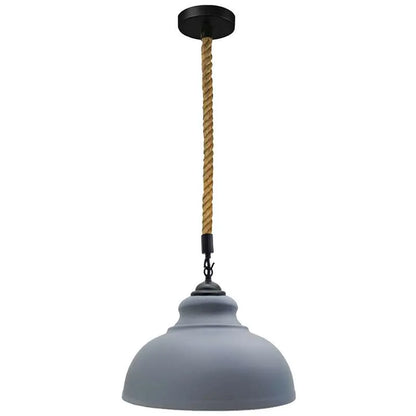 2 m Hemp Rope Pendant Light – Barn, Dome, Curvy or Hemp Shades - Black, Curvy 29 cm Grey, Without Bulb