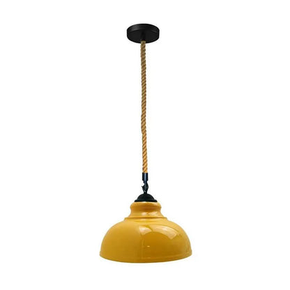 2 m Hemp Rope Pendant Light – Barn, Dome, Curvy or Hemp Shades - Black, Curvy 29 cm Yellow, Without Bulb