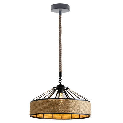 2 m Hemp Rope Pendant Light – Barn, Dome, Curvy or Hemp Shades - Black, Hemp 30 cm Hemp, Without Bulb