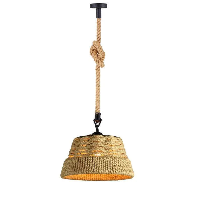 2 m Hemp Rope Pendant Light – Barn, Dome, Curvy or Hemp Shades - Black, Hemp 38 cm Hemp, Without Bulb
