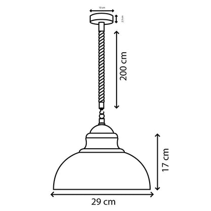 2 m Hemp Rope Pendant Light – Barn, Dome, Curvy or Hemp Shades - photo 2