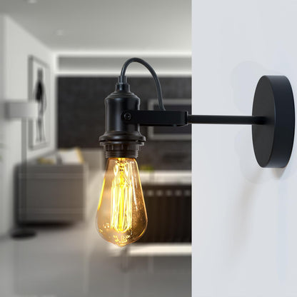 Swivel Arm Wall Light Holder – Black, E27, with or without Shade - photo 2