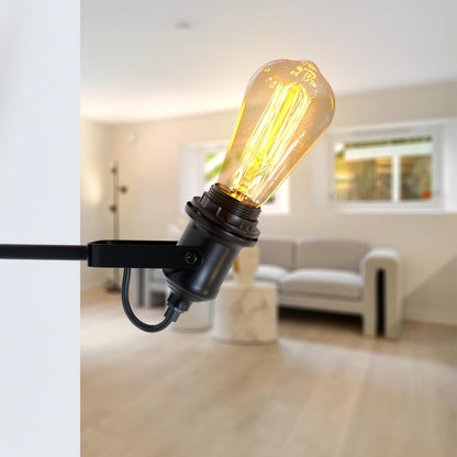 Swivel Arm Wall Light Holder – Black, E27, with or without Shade - photo 3