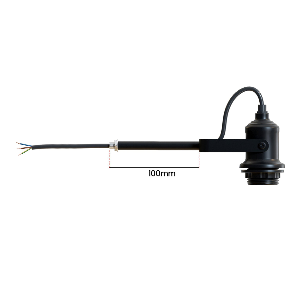 Swivel Arm Wall Light Holder – Black, E27, with or without Shade - Black, No Shade, Without Bulb