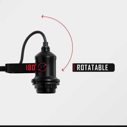 Swivel Arm Wall Light Holder – Black, E27, with or without Shade