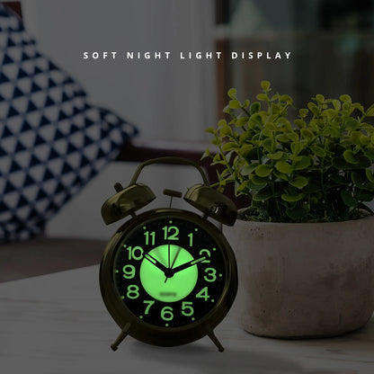 Glow-in-the-Dark Twin Bell Alarm Clock – Loud Bell, Copper or Rose Gold - photo 2