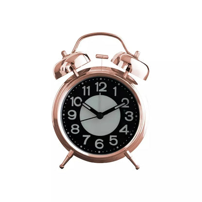 Glow-in-the-Dark Twin Bell Alarm Clock – Loud Bell, Copper or Rose Gold - Rose Gold