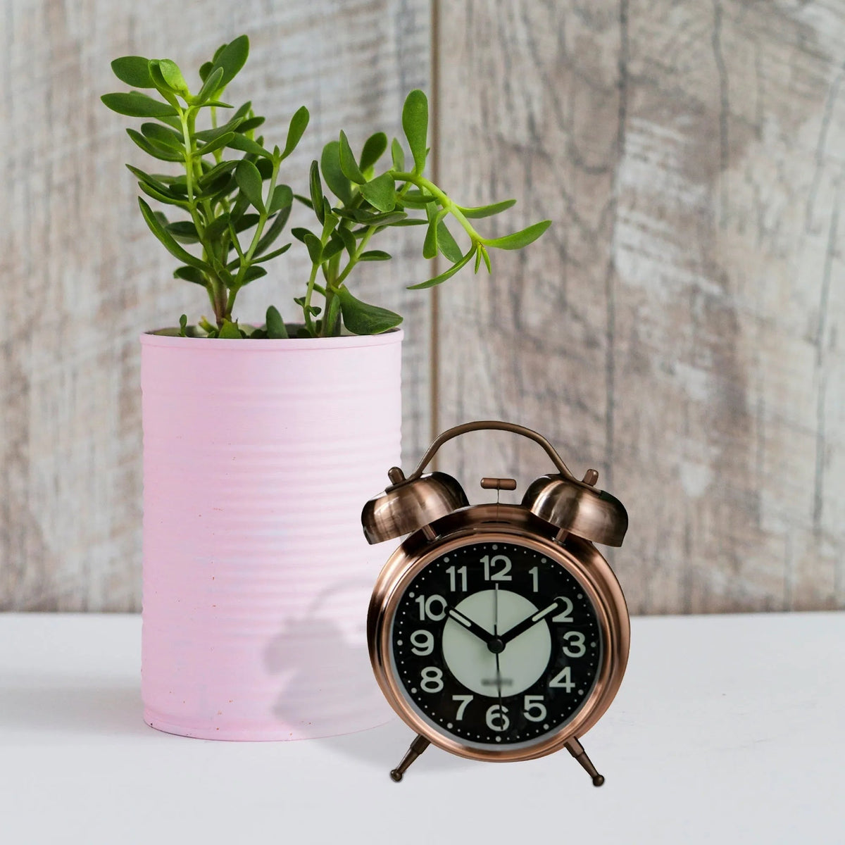 Glow-in-the-Dark Twin Bell Alarm Clock – Loud Bell, Copper or Rose Gold