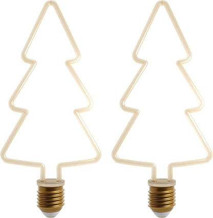 Decorative LED Filament Bulbs E27 – Heart, Star, Spiral, Christmas Tree & More - Christmas Tree, Pack of 2, 8W
