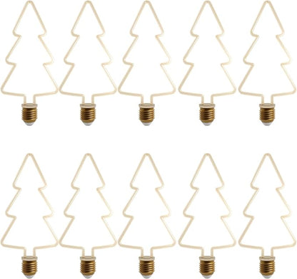 Decorative LED Filament Bulbs E27 – Heart, Star, Spiral, Christmas Tree & More - Christmas Tree, Pack of 10, 8W