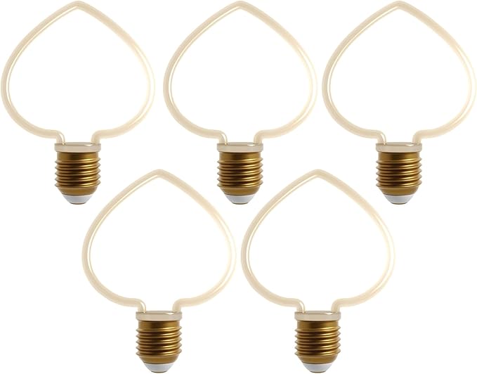 Decorative LED Filament Bulbs E27 – Heart, Star, Spiral, Christmas Tree & More - Heart, Pack of 10, 4W
