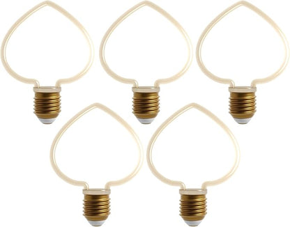 Decorative LED Filament Bulbs E27 – Heart, Star, Spiral, Christmas Tree & More - Heart, Pack of 10, 4W