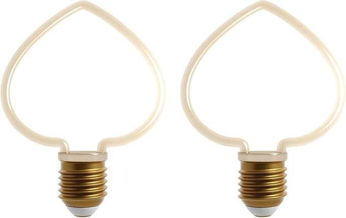 Decorative LED Filament Bulbs E27 – Heart, Star, Spiral, Christmas Tree & More - Heart, Pack of 2, 4W
