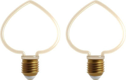 Decorative LED Filament Bulbs E27 – Heart, Star, Spiral, Christmas Tree & More - Heart, Pack of 2, 4W