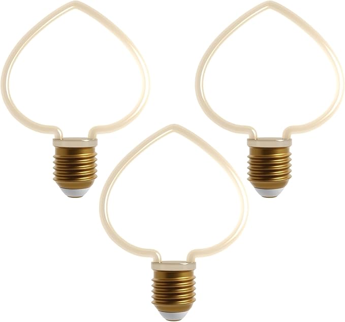 Decorative LED Filament Bulbs E27 – Heart, Star, Spiral, Christmas Tree & More - Heart, Pack of 3, 4W