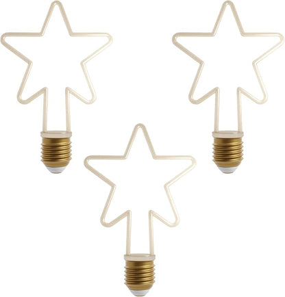 Decorative LED Filament Bulbs E27 – Heart, Star, Spiral, Christmas Tree & More - Spiral, Pack of 3, 8W