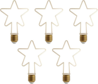 Decorative LED Filament Bulbs E27 – Heart, Star, Spiral, Christmas Tree & More - Spiral, Pack of 5, 8W