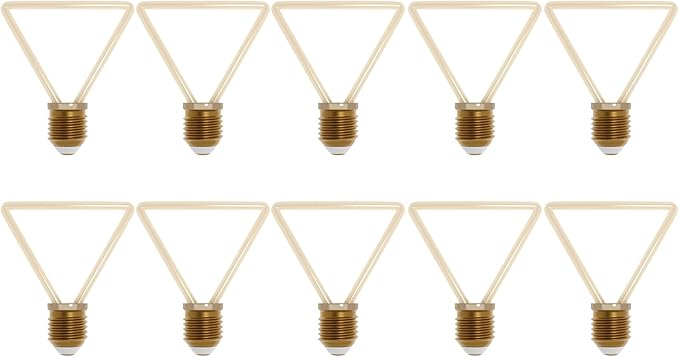 Decorative LED Filament Bulbs E27 – Heart, Star, Spiral, Christmas Tree & More - Triangle, Pack of 10, 4W