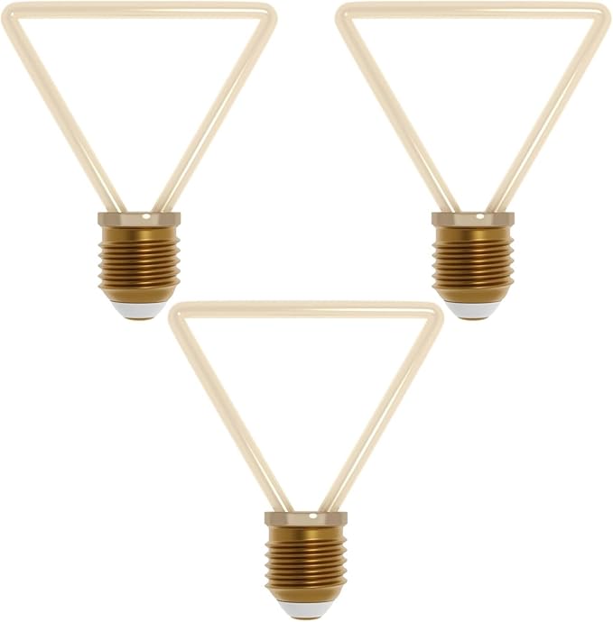 Decorative LED Filament Bulbs E27 – Heart, Star, Spiral, Christmas Tree & More - Triangle, Pack of 3, 4W