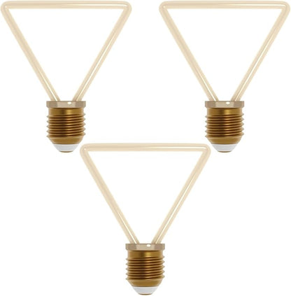 Decorative LED Filament Bulbs E27 – Heart, Star, Spiral, Christmas Tree & More - Triangle, Pack of 3, 4W
