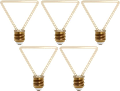 Decorative LED Filament Bulbs E27 – Heart, Star, Spiral, Christmas Tree & More - Triangle, Pack of 5, 4W