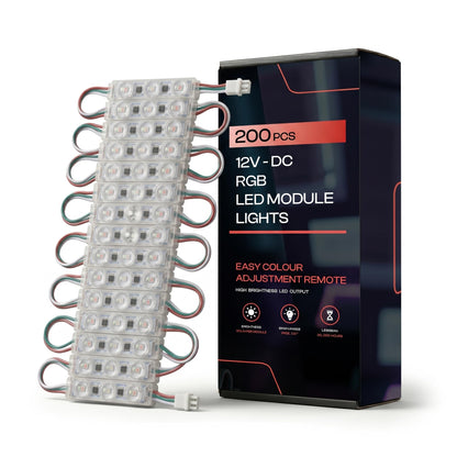 12V LED Sign Modules, Pack of 200 – Cool White, Green, Yellow & RGB - RGB