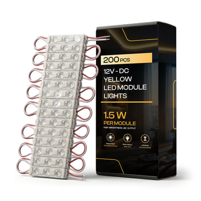 12V LED Sign Modules, Pack of 200 – Cool White, Green, Yellow & RGB - Yellow