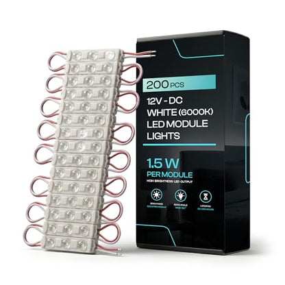 12V LED Sign Modules, Pack of 200 – Cool White, Green, Yellow & RGB - Cool White