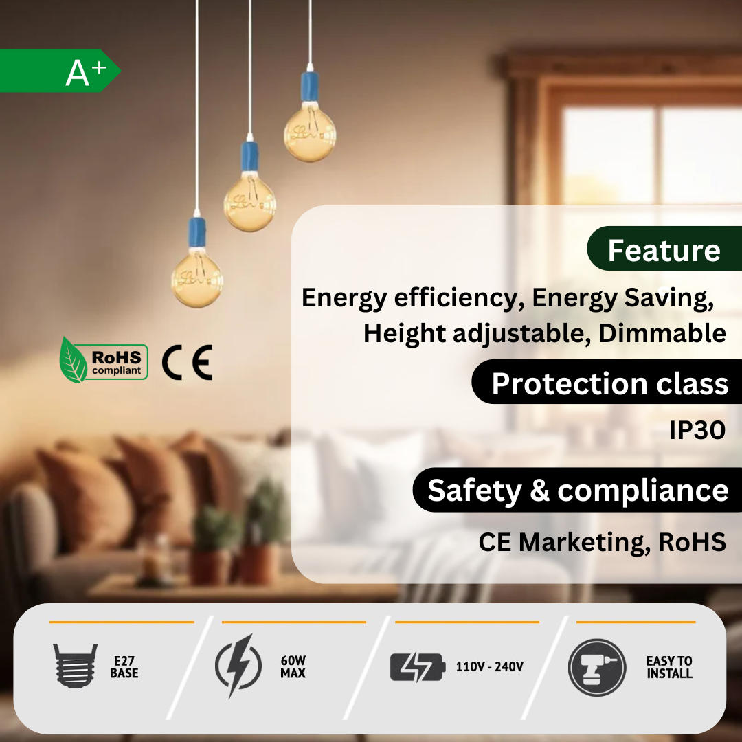 Colourful Silicone Pendant Light – Blue, Green, Red or Yellow, E27 - photo 6