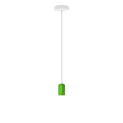 Colourful Silicone Pendant Light – Blue, Green, Red or Yellow, E27 - Green, No Shade, Without Bulb