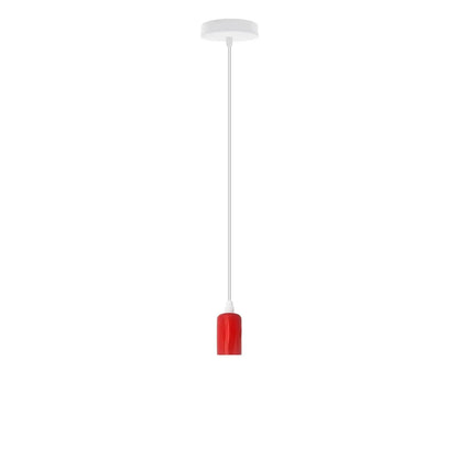 Colourful Silicone Pendant Light – Blue, Green, Red or Yellow, E27 - Red, No Shade, Without Bulb