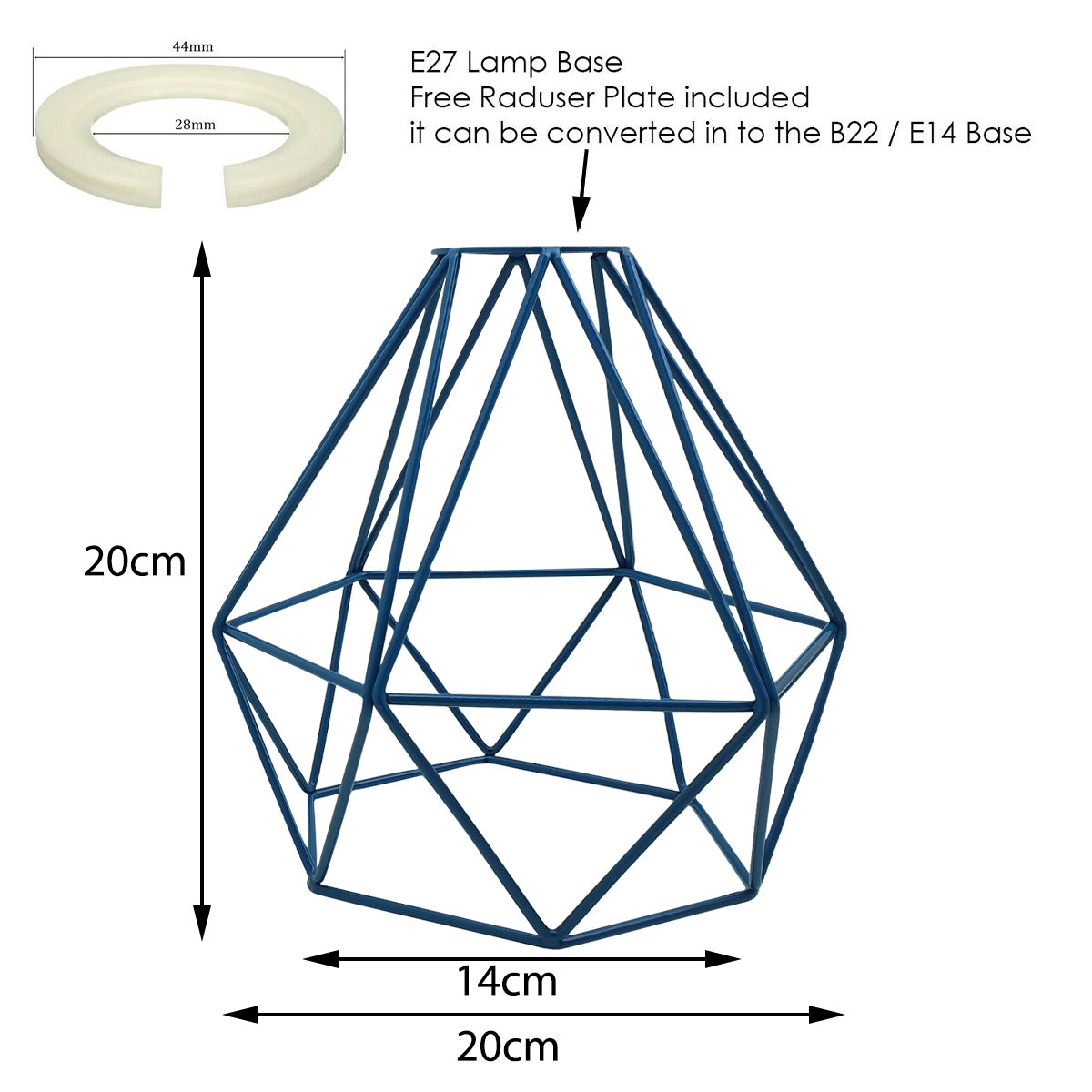 Diamond Wire Cage Lamp Shade – 8 Colours, Easy Fit - photo 2