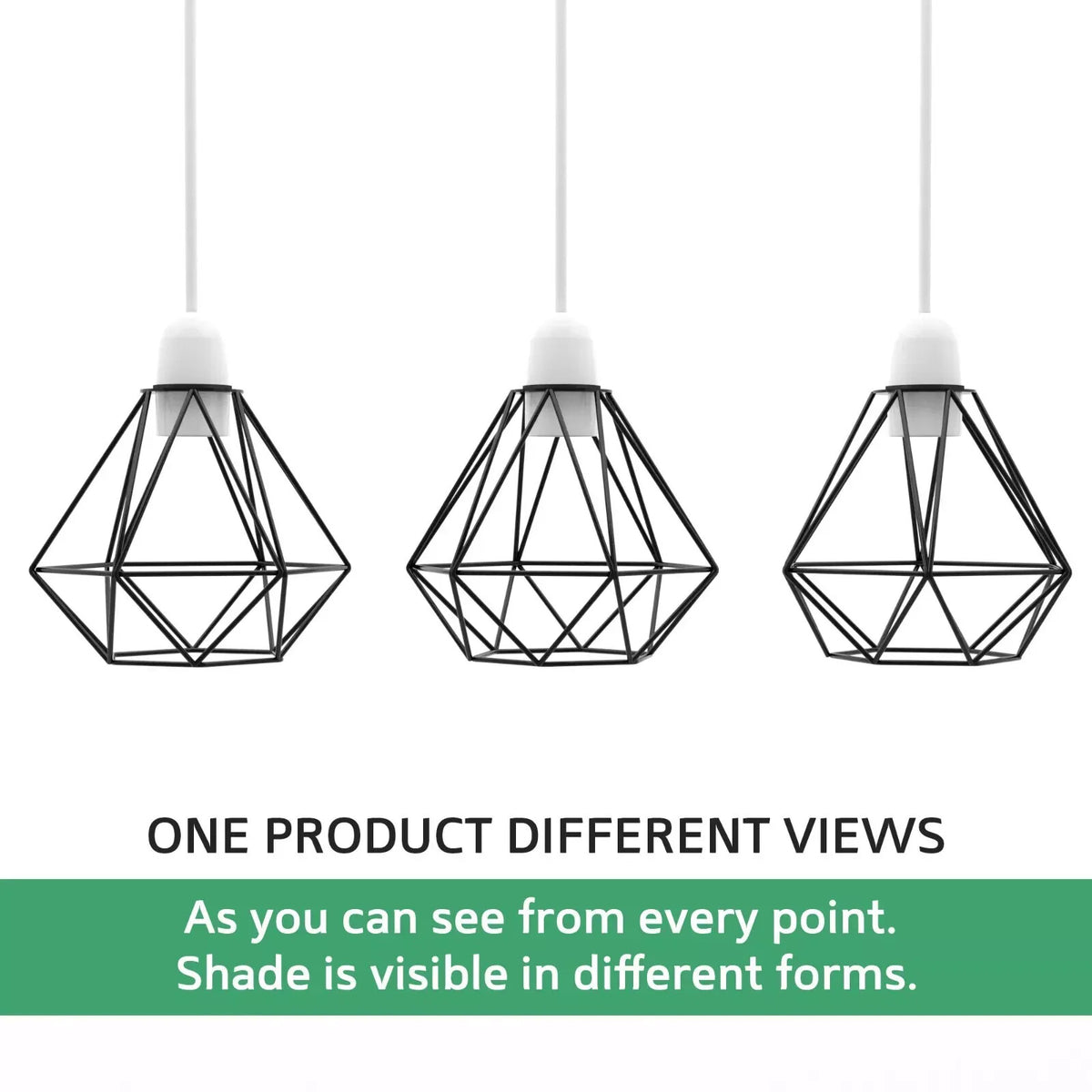 Geometric Diamond Cage Lamp Shade – Black, Easy Fit - photo 7