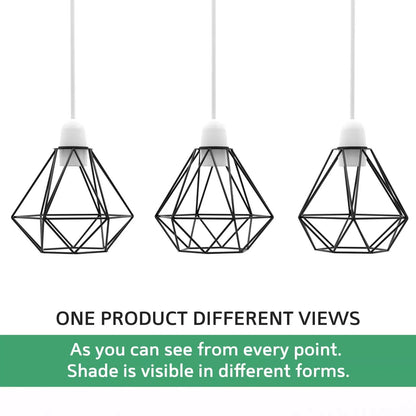 Geometric Diamond Cage Lamp Shade – Black, Easy Fit - photo 7
