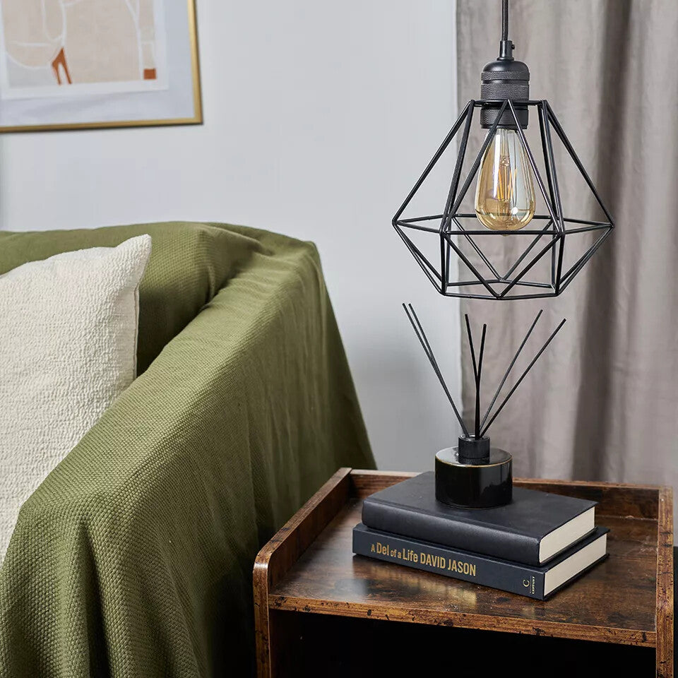 Geometric Diamond Cage Lamp Shade – Black, Easy Fit - photo 10